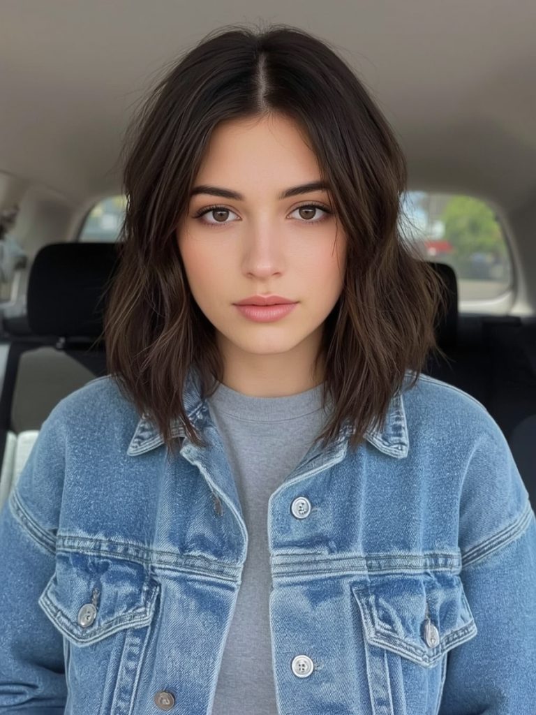 Shoulder Length Tucked Behind Ear Hairstyle for Thin Fine Hair