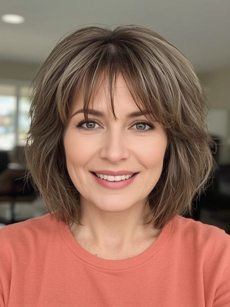 Hairstyles For Thin Hair Fine Over 50: Voluminous Bob with Teased Roots