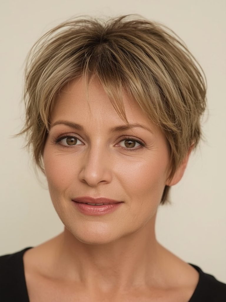Hairstyles For Thin Hair Fine Over 50: Layered Shoulder Length with Highlights