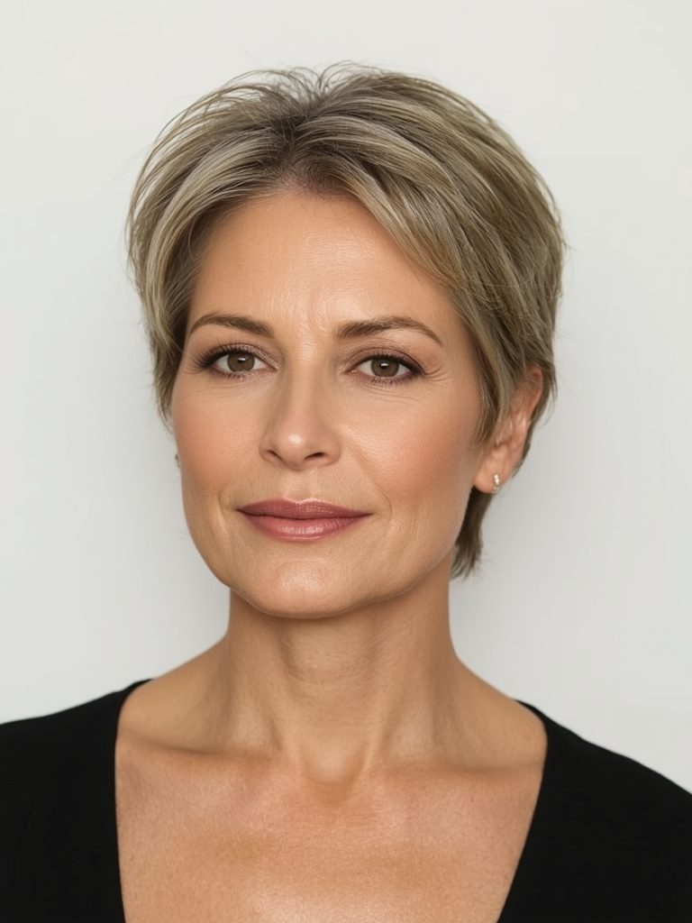 Hairstyles For Thin Hair Fine Over 50: Chin-Length Bob with Arched Bangs