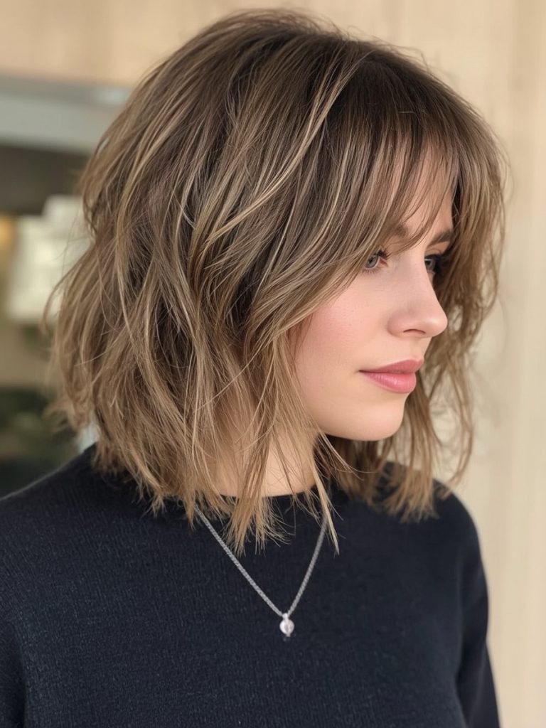 Shoulder Length Choppy Layers for Thin Fine Hair