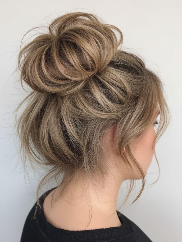 Shoulder Length Hair Thin Fine: Top Knot