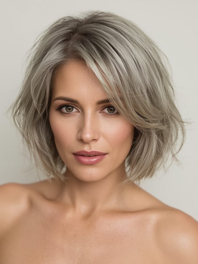 Hairstyles For Thin Hair Fine Over 50: Tapered Pixie with Side Swept Bangs