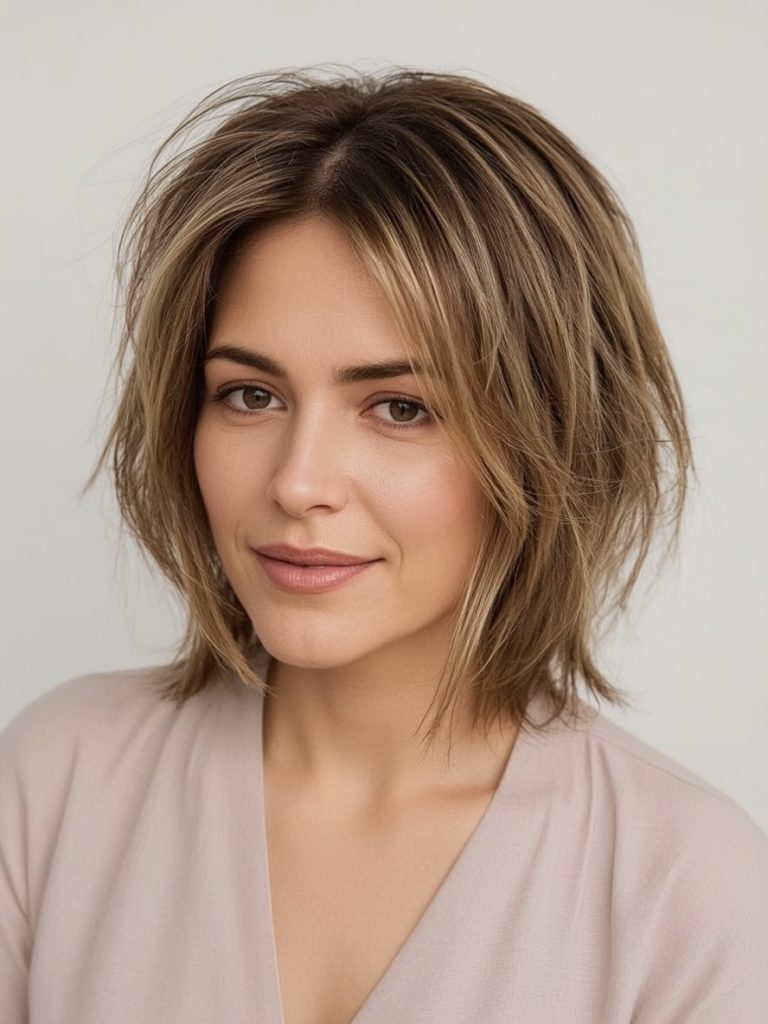 Hairstyles For Thin Hair Fine Over 50: Jaw-Length Bob with Face-Framing Layers