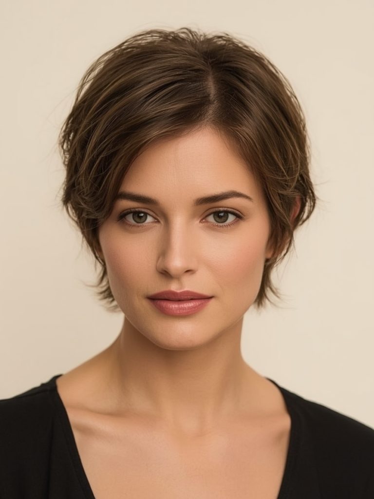 Hairstyles For Thin Hair Fine Over 50: Shoulder-Length Layers with Side Part