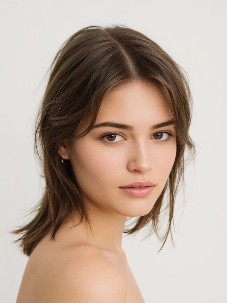 Shoulder Length Hairstyle with Space Buns for Thin Fine Hair