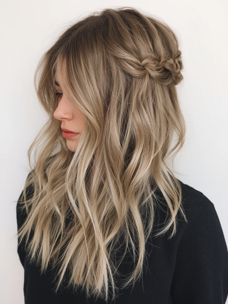Shoulder Length Hair Thin Fine: Side Part with Voluminous Waves