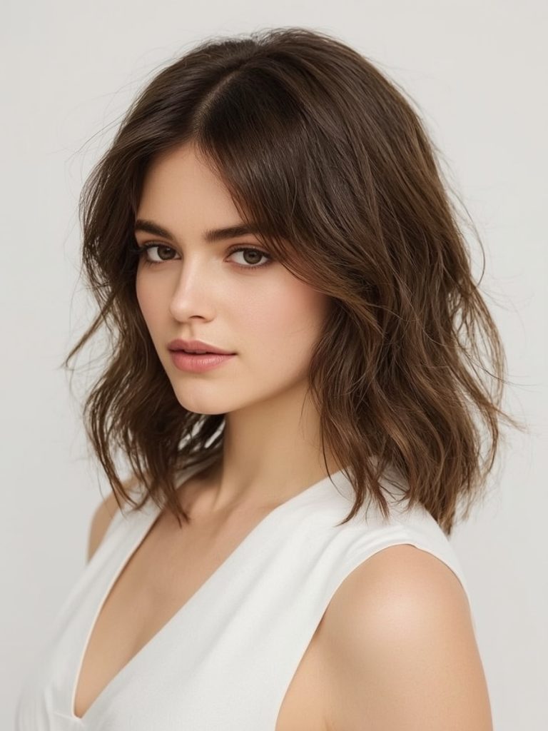 Shoulder Length Hair Thin Fine: Center Part with Minimal Layers