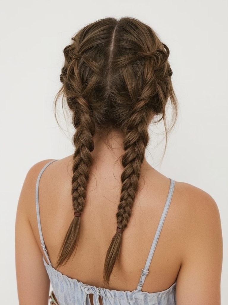 Easy Summer Hairstyle: Half Up Space Buns