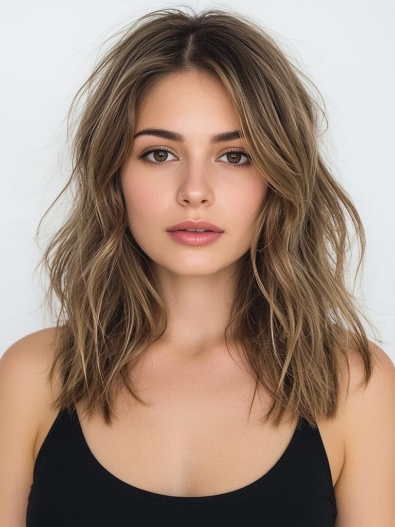 Shoulder Length Hairstyle with Highlights for Thin Fine Hair