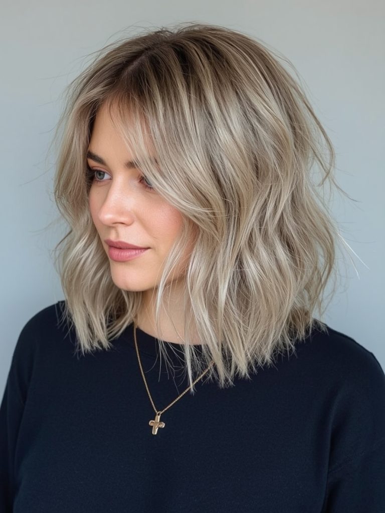 Shoulder Length Hair Thin Fine: Textured Lob with Face-Framing Layers