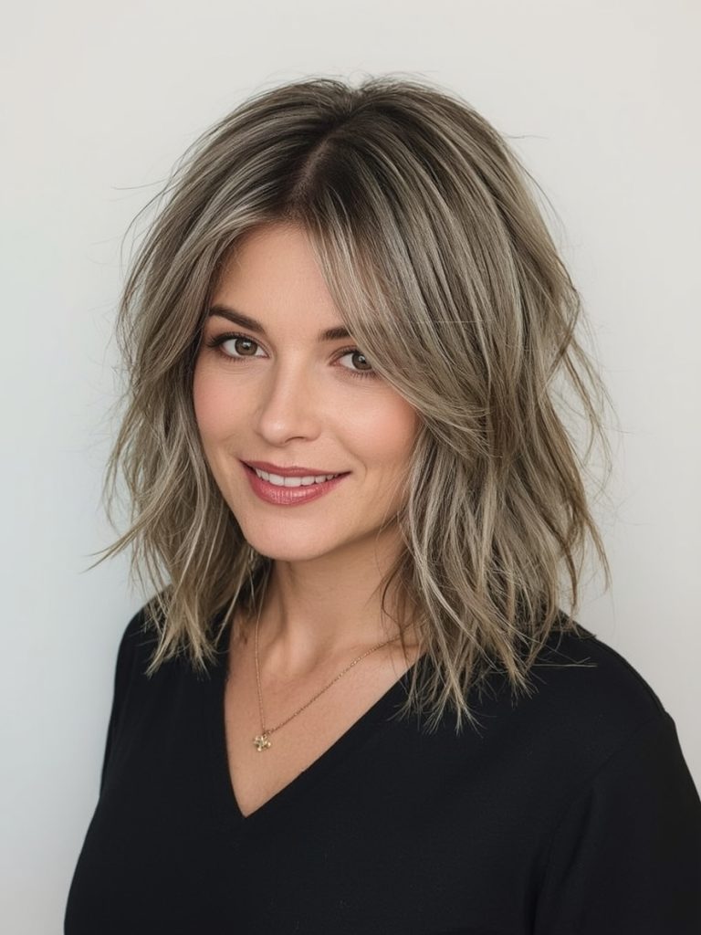Hairstyles For Thin Hair Fine Over 50: Asymmetrical Bob with Deep Side Part
