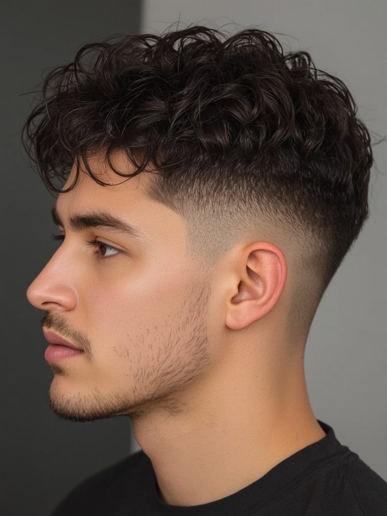 Men’s Curly Haircut: The Temple Fade