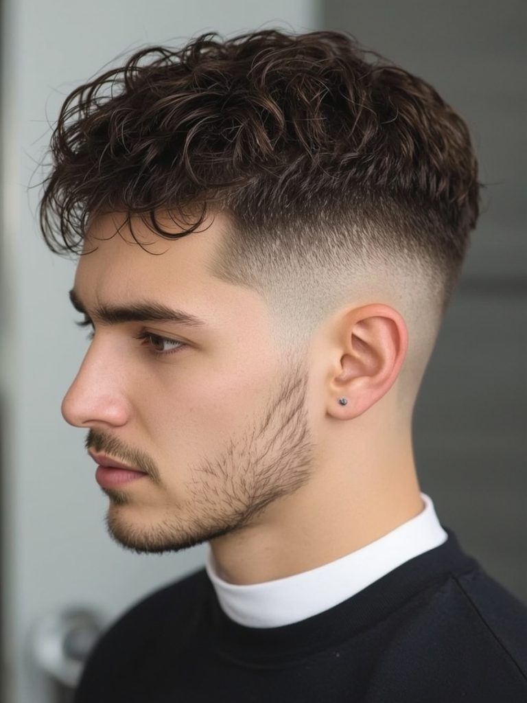 Men’s Curly Haircut: The Side Part