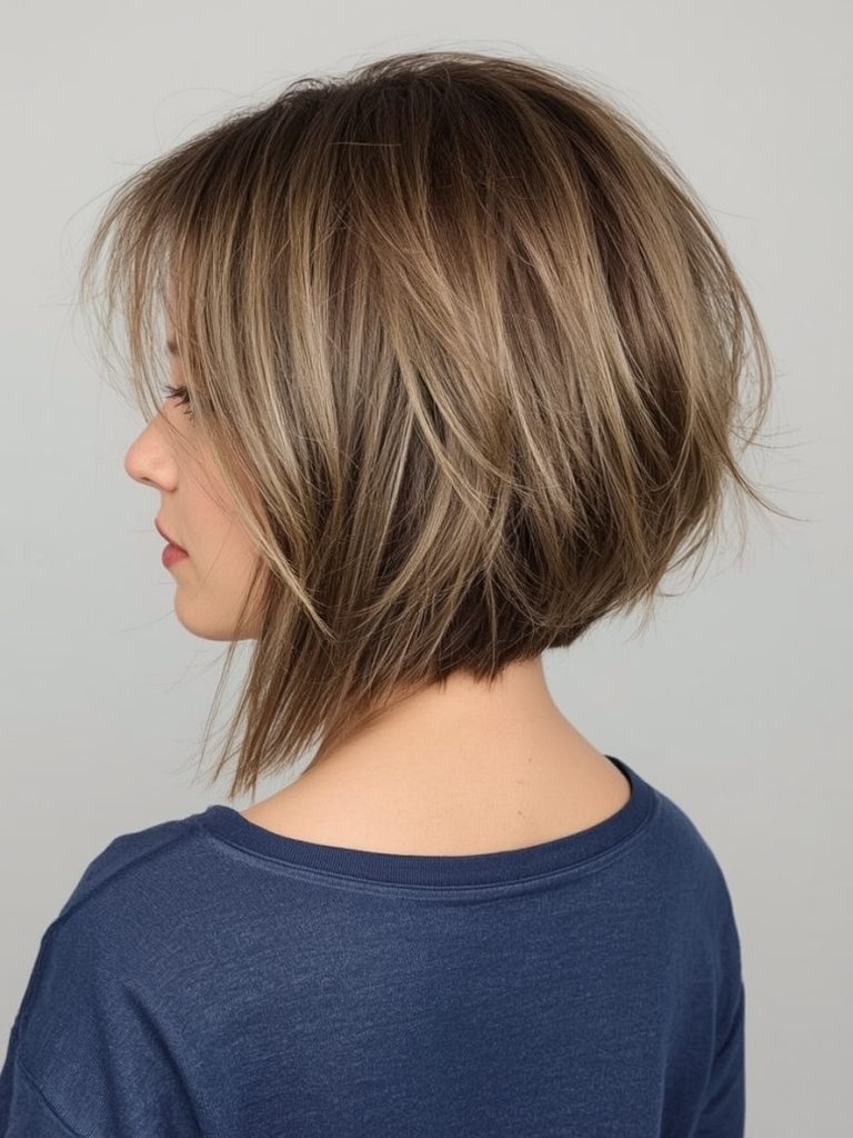 Shoulder Length Hairstyle with Curtain Bangs for Thin Fine Hair