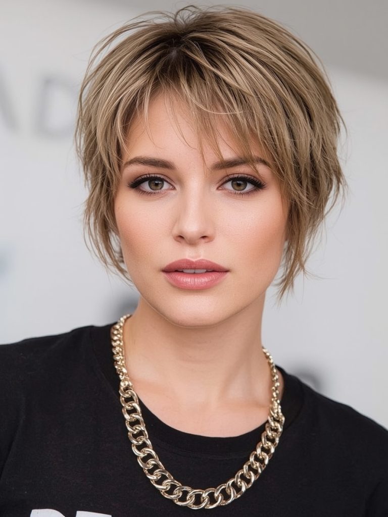 Shoulder Length Hairstyle with Side Bangs for Thin Fine Hair