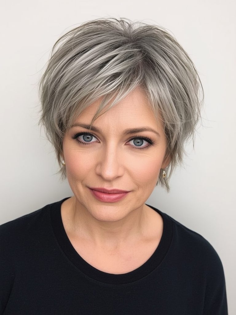 Hairstyles For Thin Hair Fine Over 50: Chin-Length Bob with Wispy Ends