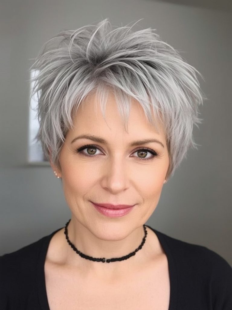 Silver Fox Spike: A Spiky Pixie Haircut Spikes