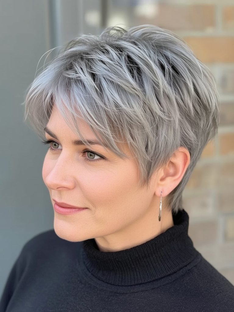 The Silver Spiked Siren: A Spiky Pixie Haircut Spikes