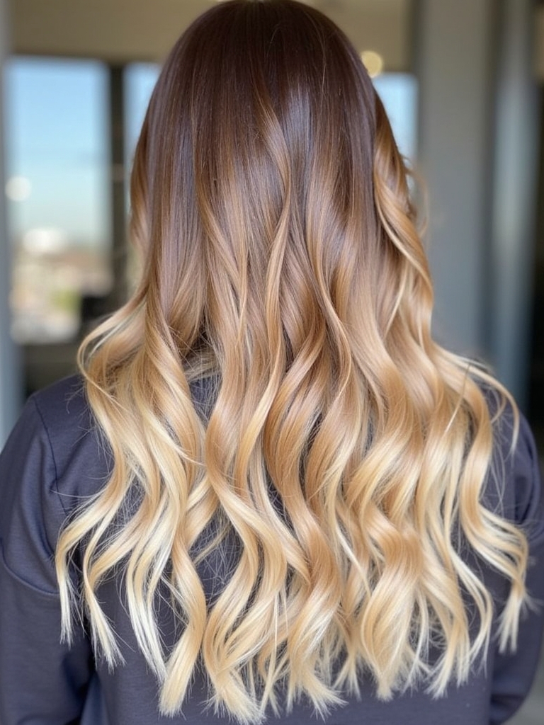 Voluminous Caramel Balayage Waves