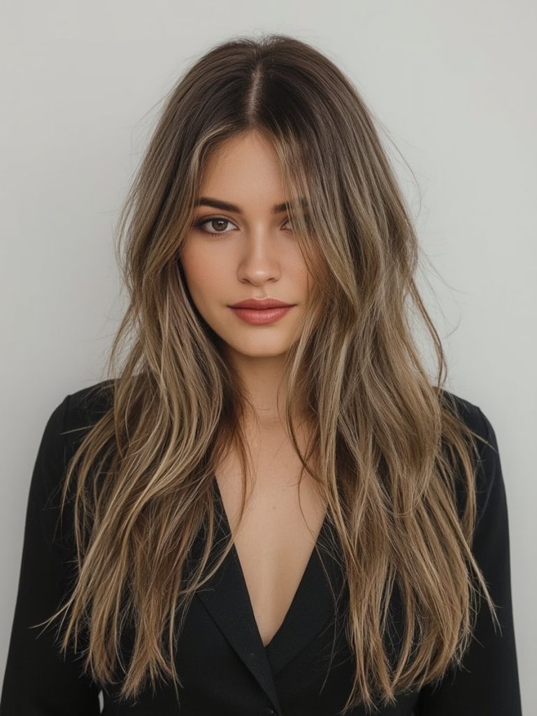 Long Choppy Layered Hairstyle for Older Women