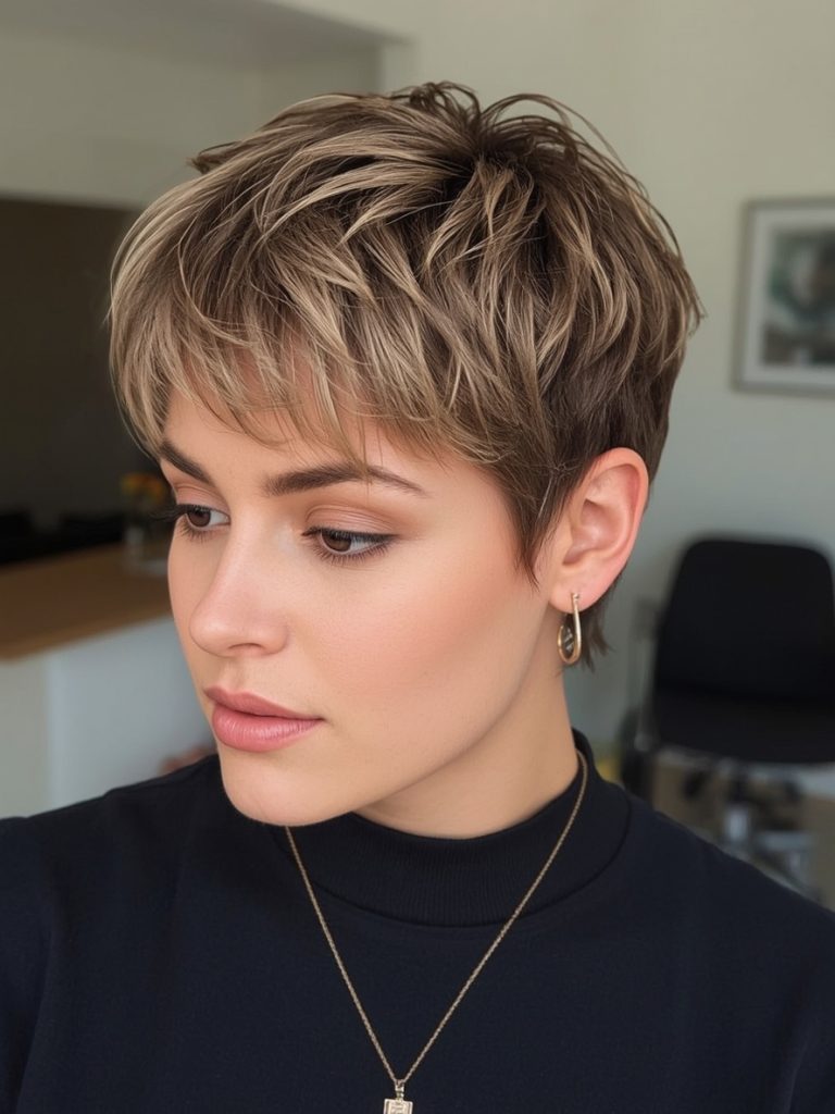 Teddy Bronde Hair Colour: Middle Part Elegance