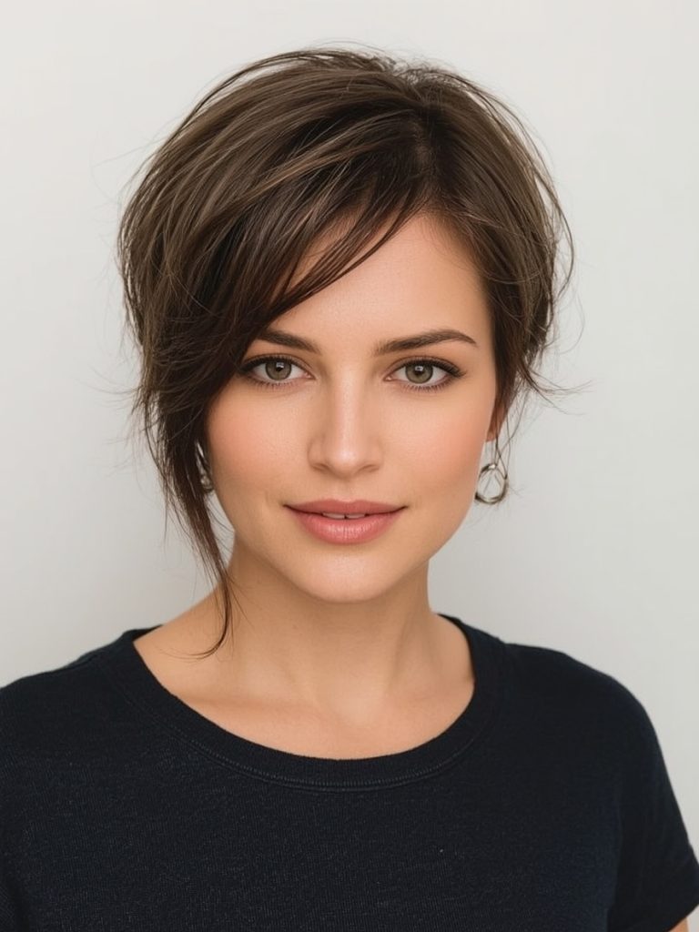 Hairstyle For Thin Fine Hair Over 50: Tousled Pixie