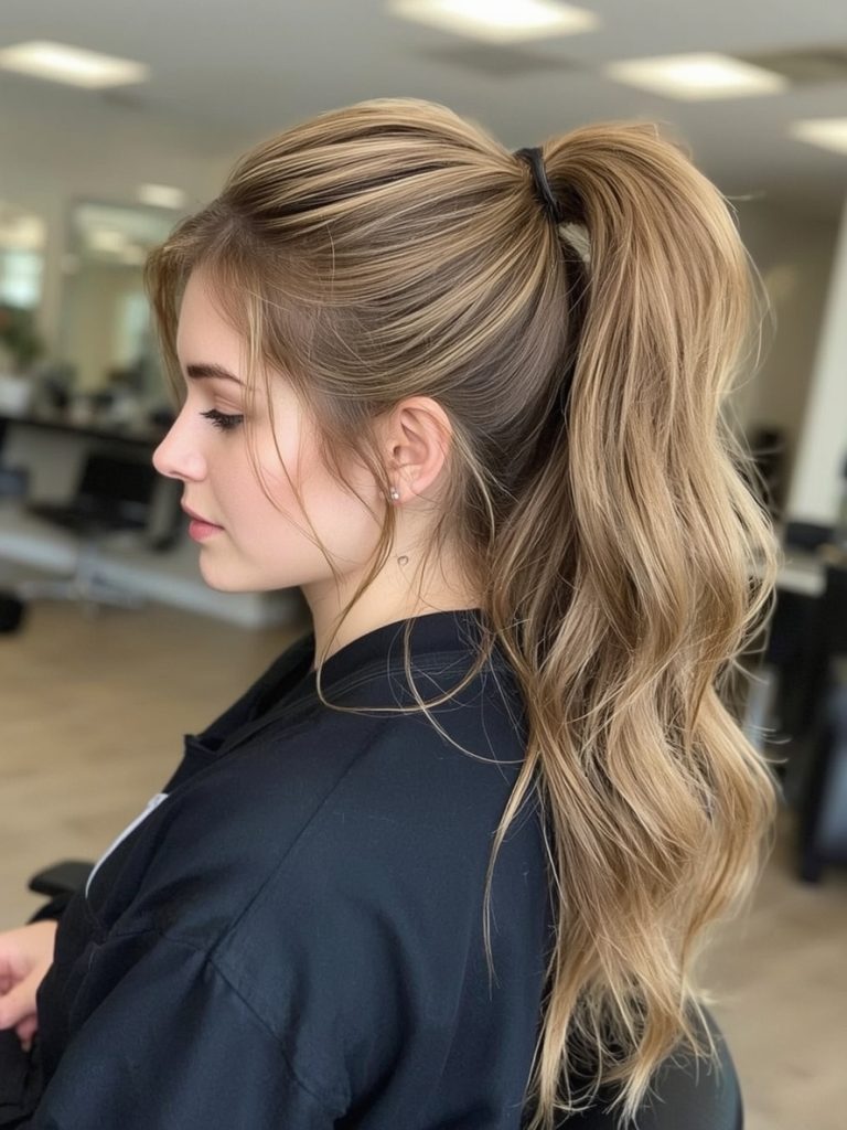 Teddy Bronde Hair Colour: Side Swept Bangs