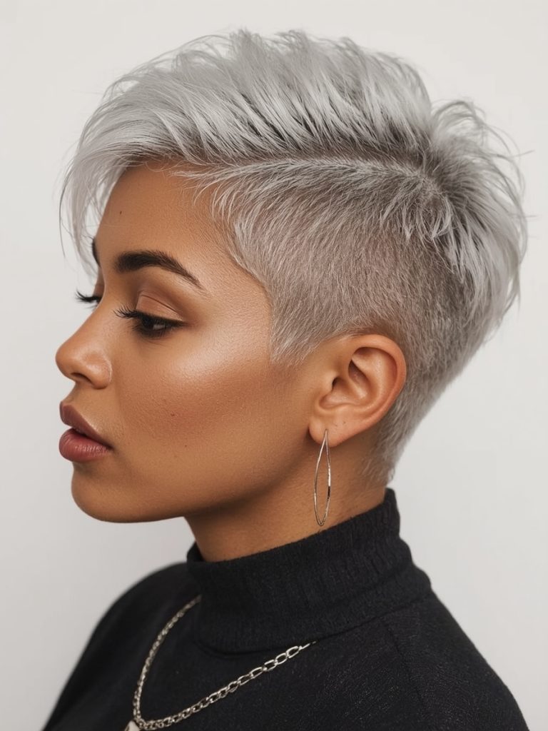 Silver Shaved Design on Dark Skin