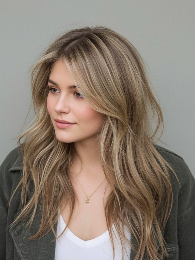 Long Rounded Layered Haircut for Older Women
