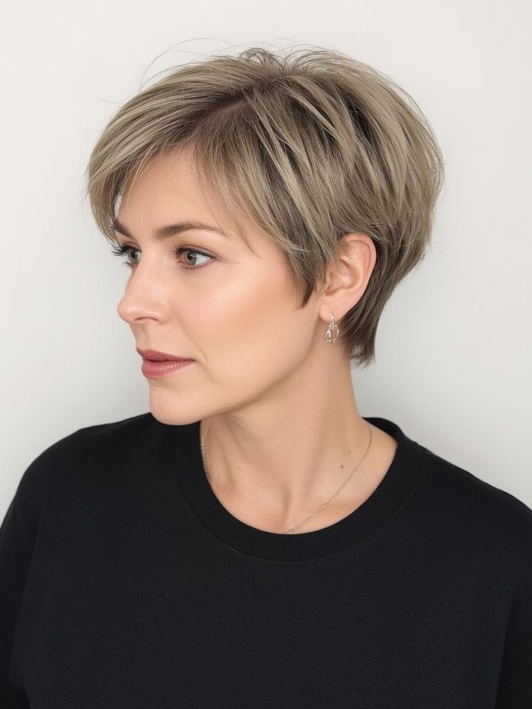 Hairstyle For Thin Fine Hair Over 50: Deep Side Part with Voluminous Waves