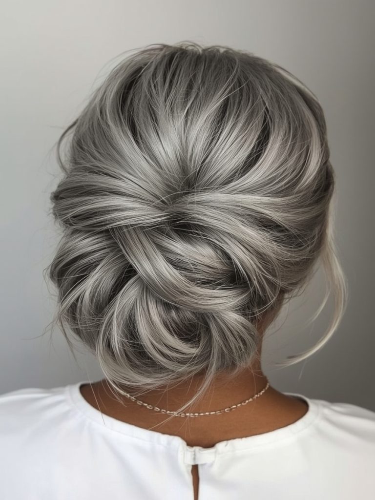 Silver Top Knot on Dark Skin