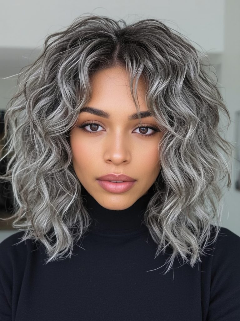 Silver Bantu Knots on Dark Skin