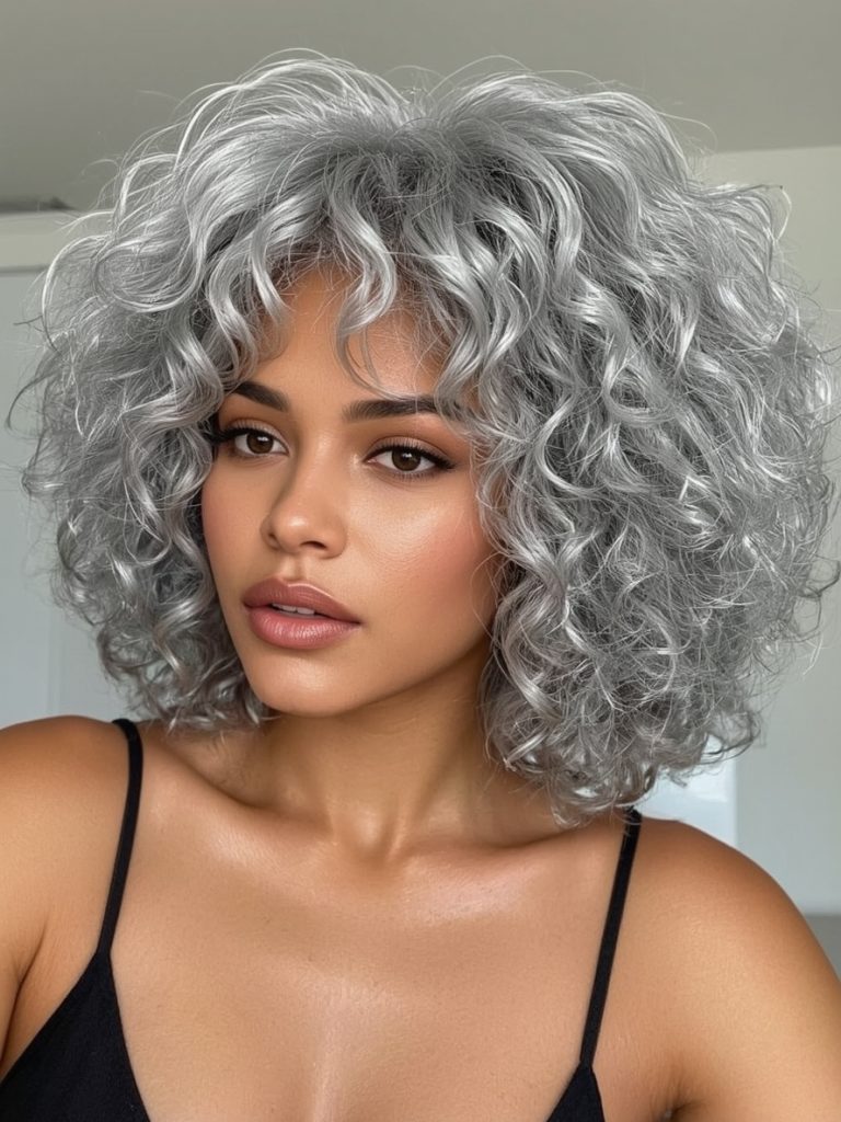 Silver Low Ponytail on Dark Skin