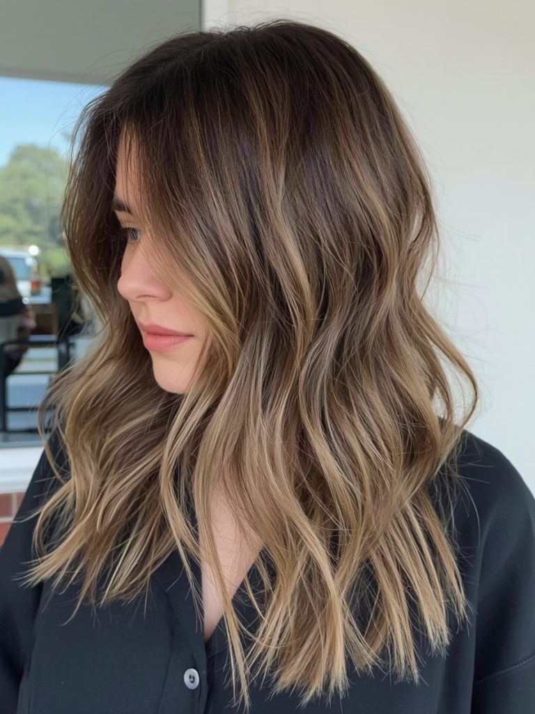 Butterfly Haircut With a Deep V-Shape for Long Hair on a Round Face