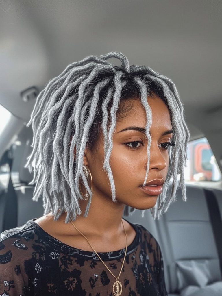 Silver Space Buns on Dark Skin