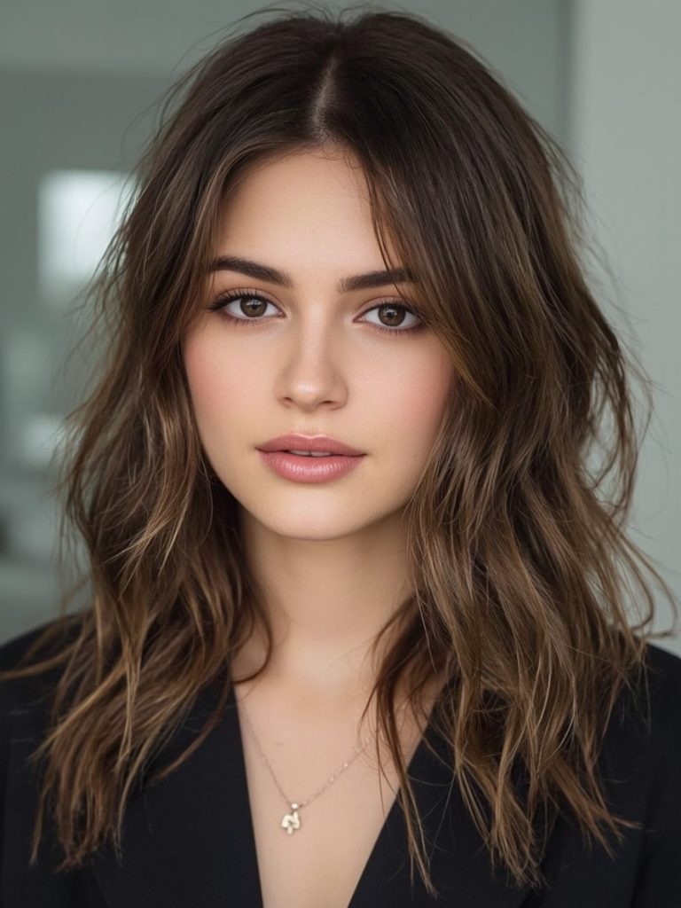 Brunette Summer Hair 2025: Face-Framing Copper Accents