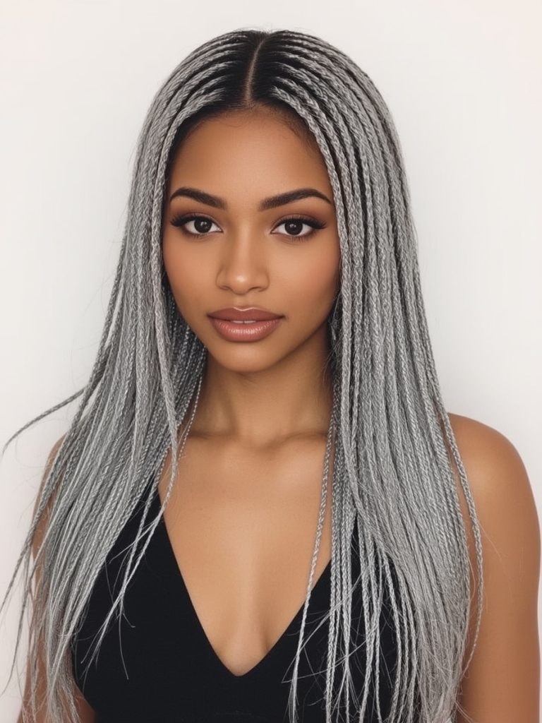 Silver Balayage on Dark Skin