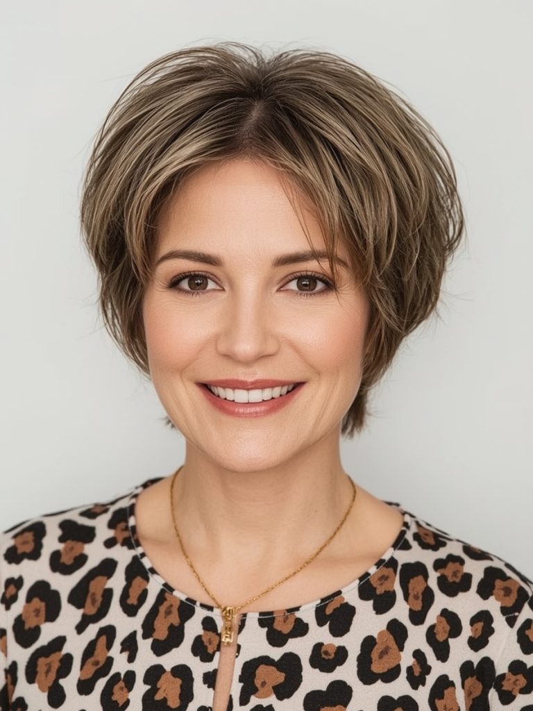 Hairstyle For Thin Fine Hair Over 50: Flipped Out Bob