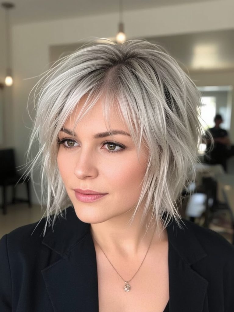 Hairstyle For Thin Fine Hair Over 50: Stacked Layers