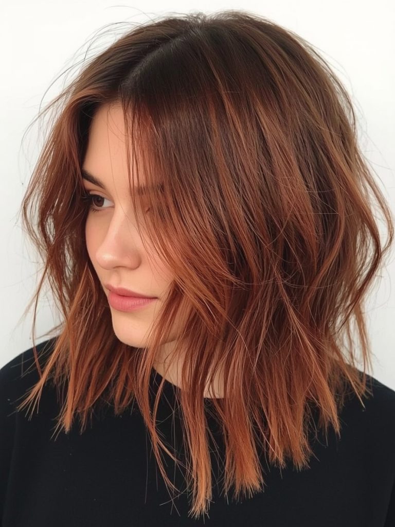 Butterfly Haircut With a Middle Part for Long Hair on a Round Face
