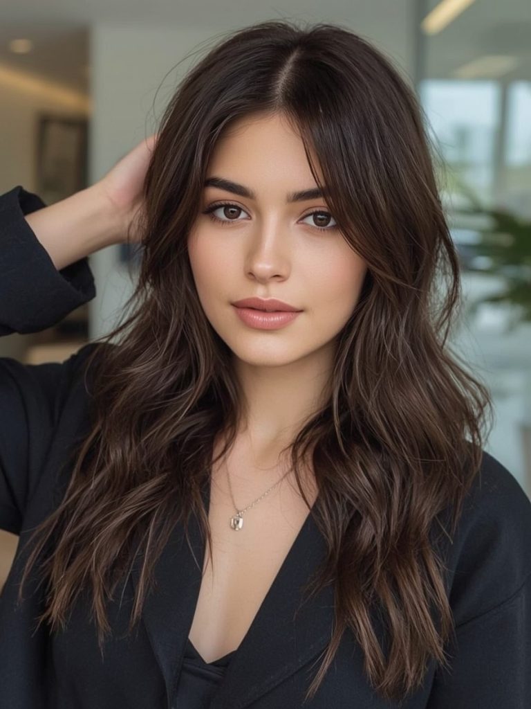 Butterfly Haircut With Soft Waves for Long Hair on a Round Face