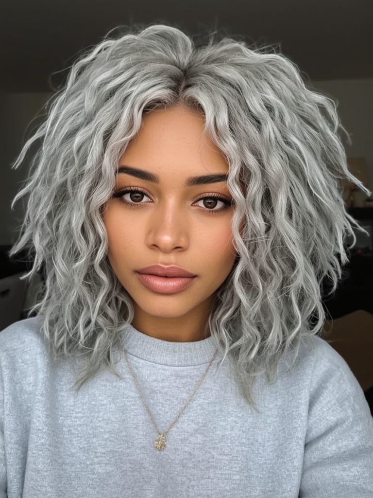 Silver Cornrows on Dark Skin