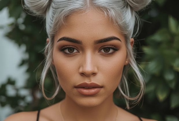 Silver Afro on Dark Skin