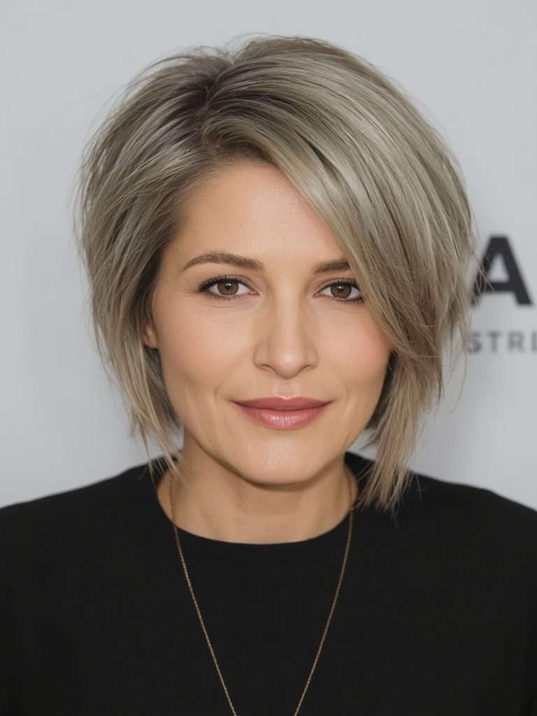 The Angled Bob for Thin Hair Older Women