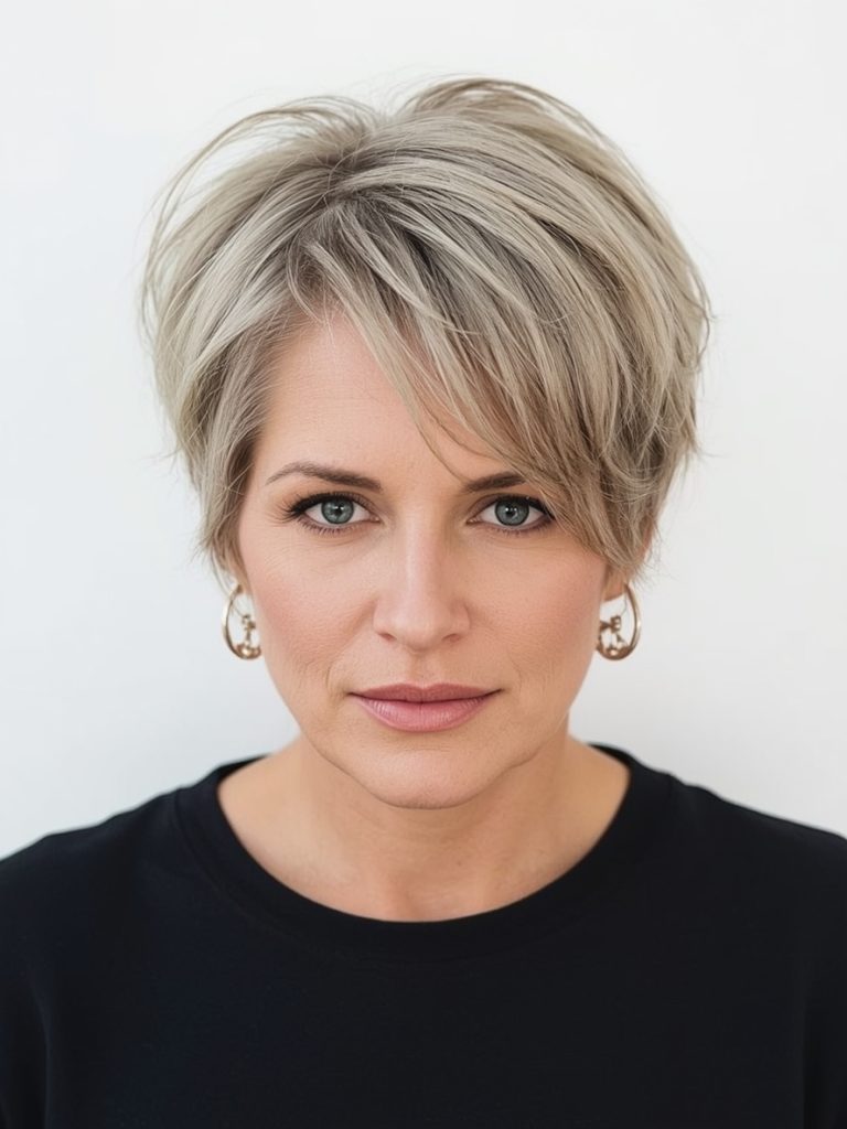 Hairstyle For Thin Fine Hair Over 50: Choppy Lob (Long Bob)