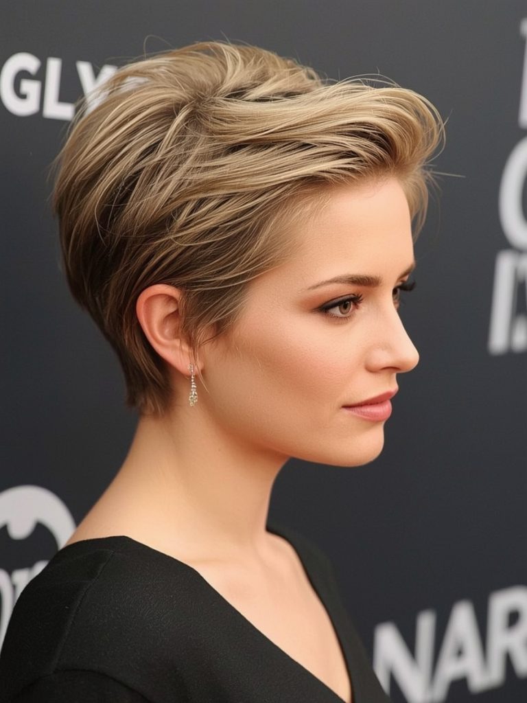 Hairstyle For Thin Fine Hair Over 50: Layered Bob with Side-Swept Bangs