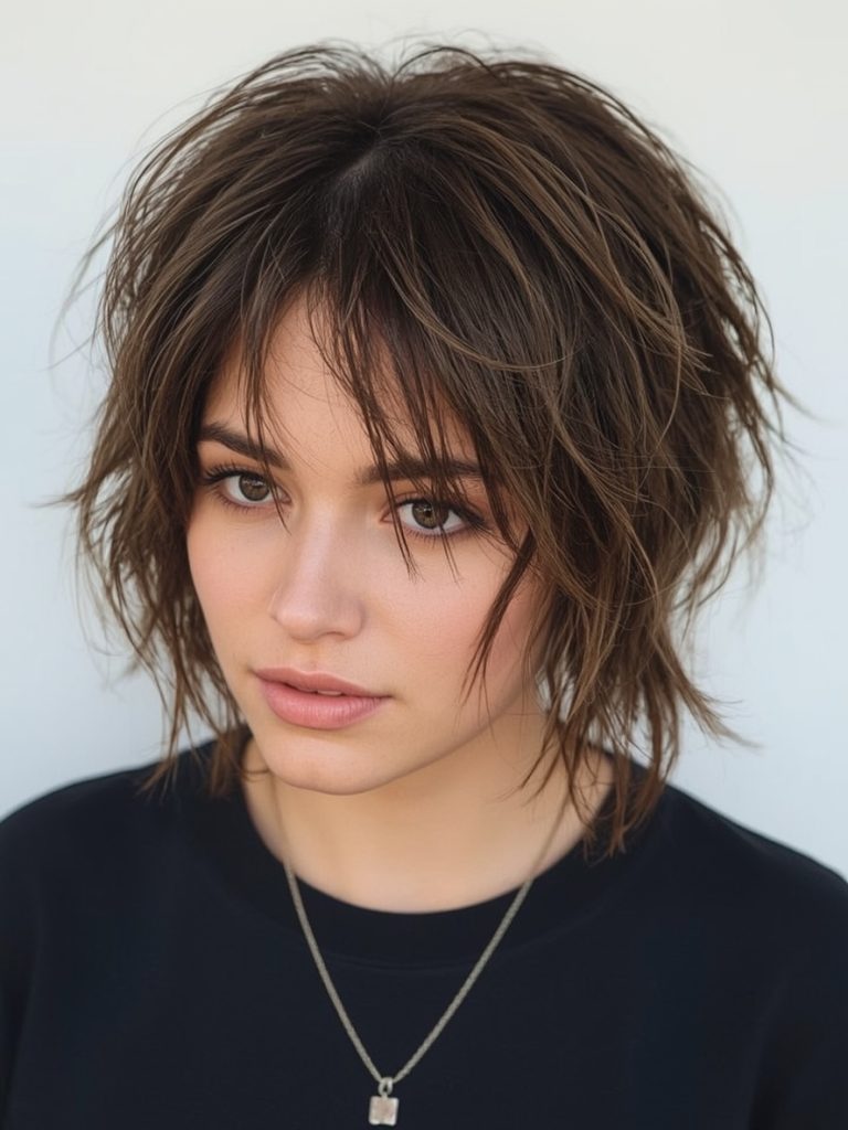 Short Messy Haircuts For Women: Stacked Bob with Textured Ends