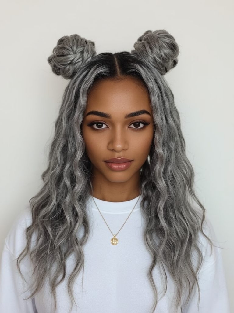 Silver Pixie Cut on Dark Skin