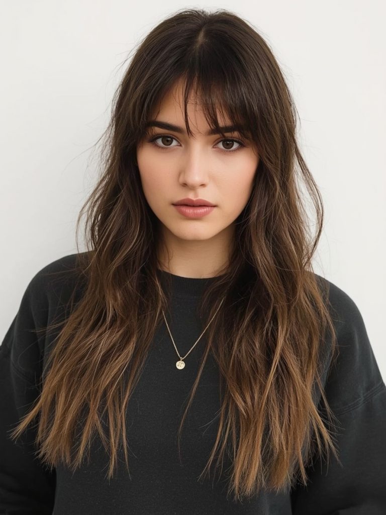 Butterfly Haircut With Face-Framing Layers for Long Hair on a Round Face